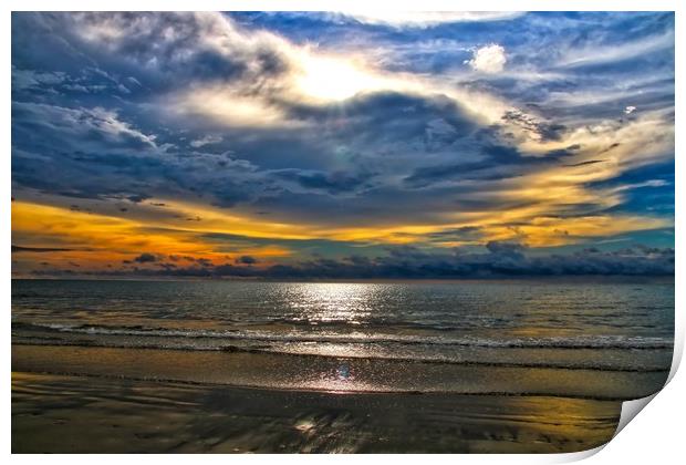 Borneo seascape at sunset Print by Simon Marlow