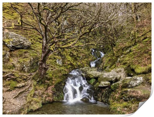 Majestic Waterfall in Elan Valley Print by Simon Marlow