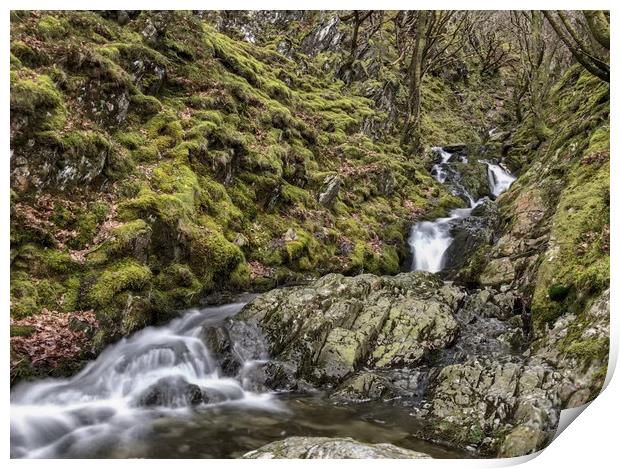Stream running down in the Elan Valley, Wales Print by Simon Marlow