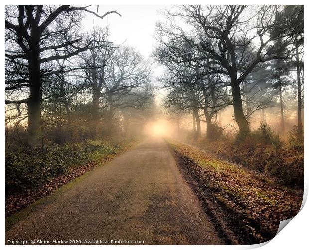The road into the unknown taken at Burghfield Comm Print by Simon Marlow