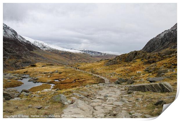 Ogwen valley in Snowdonia National Park, North Wales Print by Simon Marlow