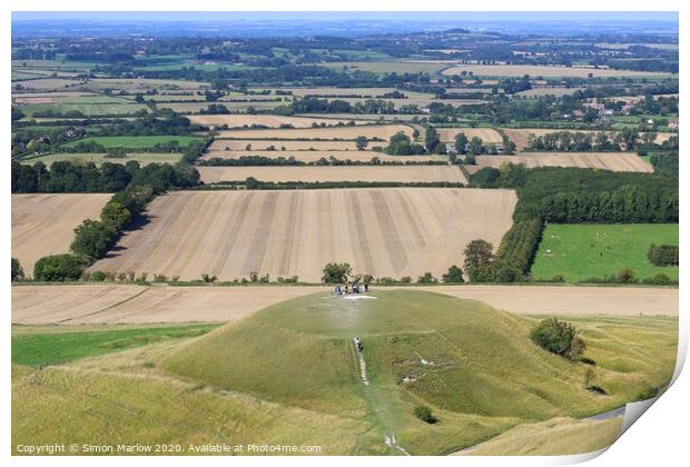 Countryside of Hampshire view from White Horse Hill Print by Simon Marlow
