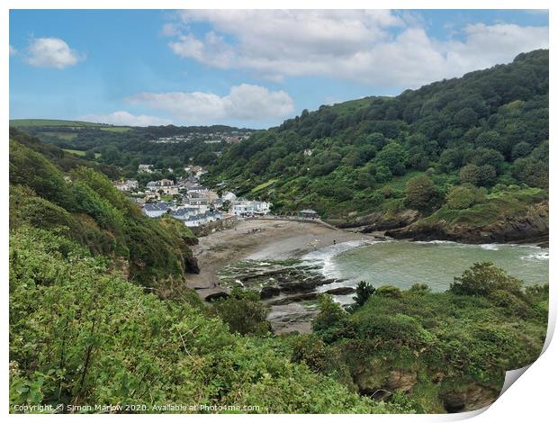 Overlooking Hope Cove in Devon Print by Simon Marlow