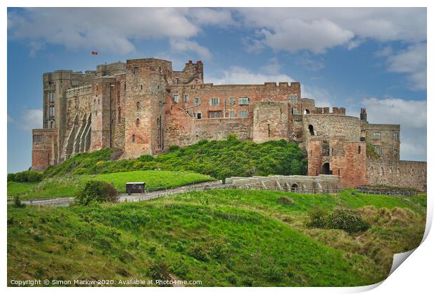 Bamburgh Castle in Northumberland Print by Simon Marlow