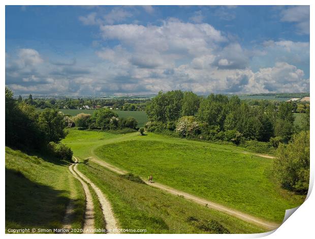 Looking out to the village of Cookham Print by Simon Marlow