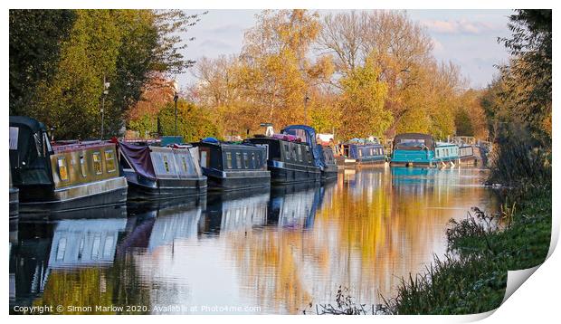 Barges on the Kennet and Avon Canal Print by Simon Marlow