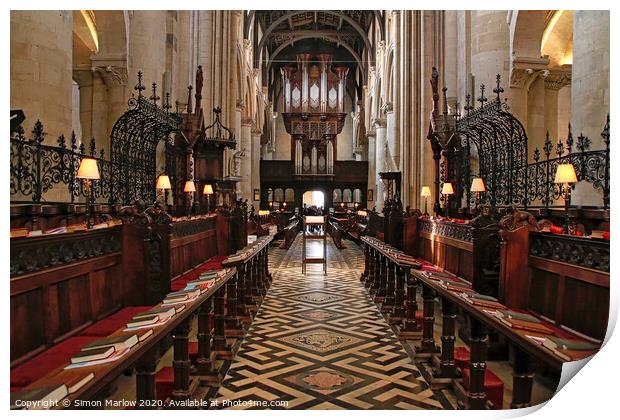 The inside of Christ Church Oxford Print by Simon Marlow