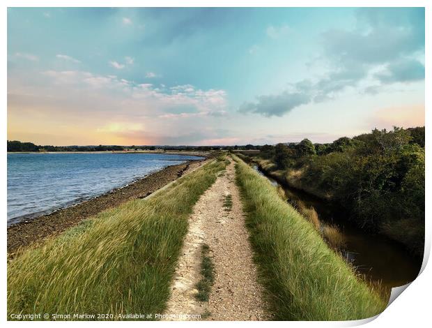 Nutbourne marshes and Cobnor Peninsula Print by Simon Marlow