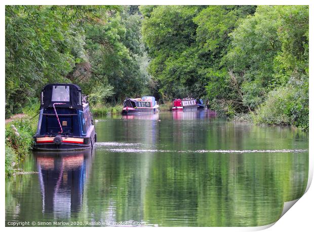 Barges on the Kennet and Avon Canal Print by Simon Marlow