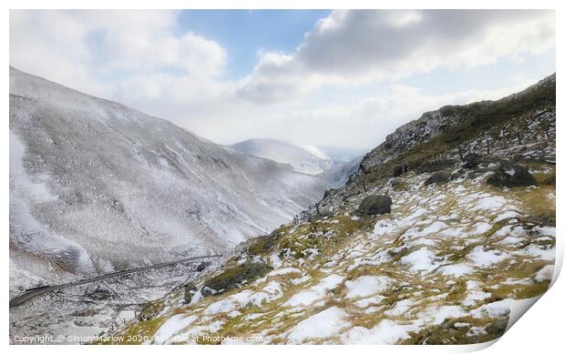 Winter in Snowdonia from Bwlch Print by Simon Marlow
