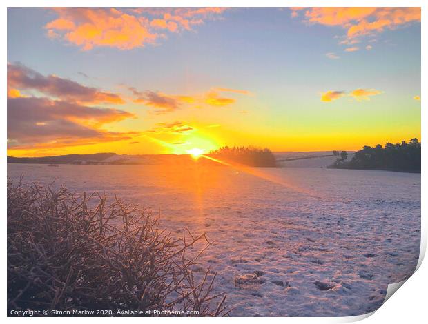 Winter sunrise in South Shropshire  Print by Simon Marlow