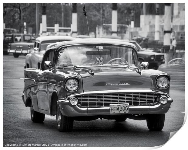 Classic Chevrolet on the street in Havana, Cuba Print by Simon Marlow