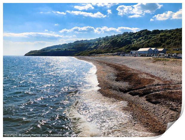 Serenity on the rocky shore Print by Simon Marlow