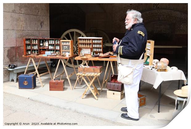 Vendors selling supplies, Civil War Reenactment,fort point, San  Print by Arun 