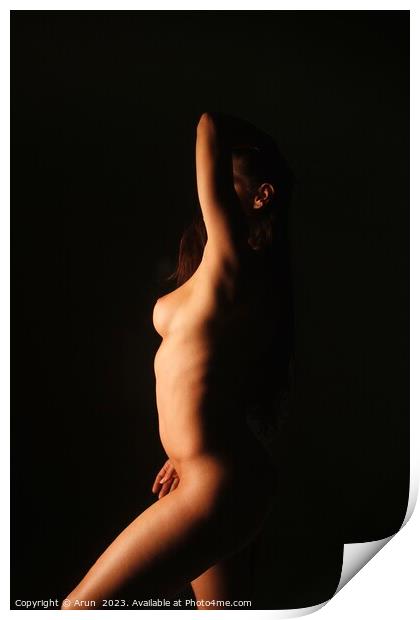 Bodyscapes photo shoot of a nude white model Print by Arun 