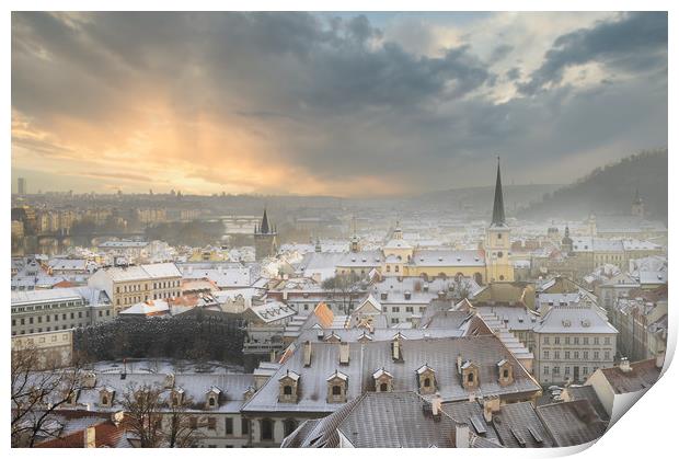 Snowy Roofs on Prague  Print by federico stevanin