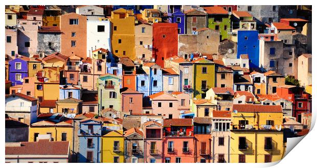 Colorful houses in Bosa, Sardinia Print by federico stevanin