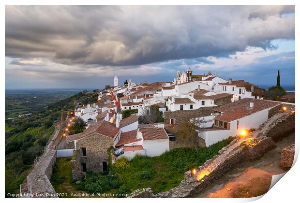 Monsaraz village at dawn with stormy wather in Alentejo, Portugal Print by Luis Pina
