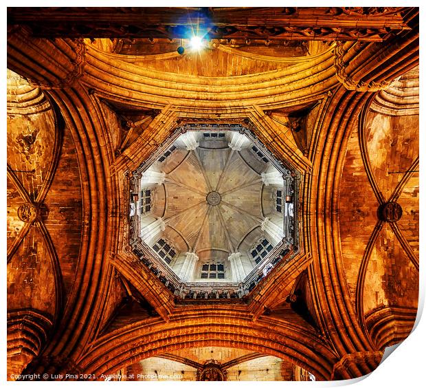 Ceiling of Barcelona Cathedral Print by Luis Pina