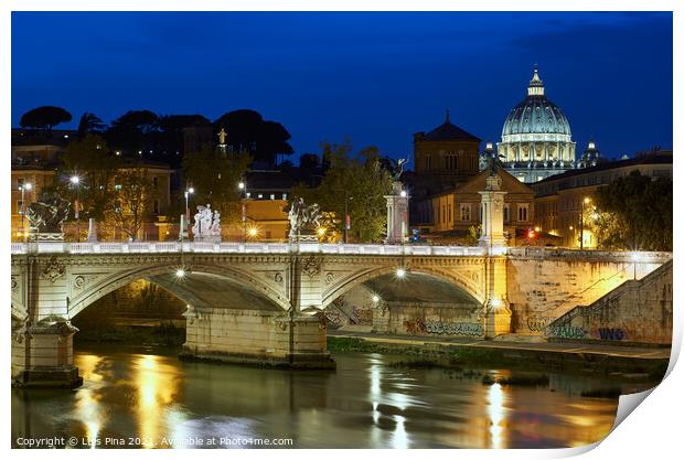 View of the Vatican at night in Rome, Italy Print by Luis Pina