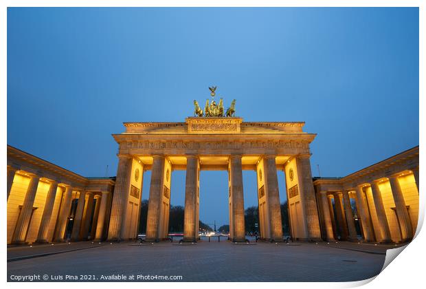 Brandenburg Gate at sunrise in Berlin, Germany Print by Luis Pina