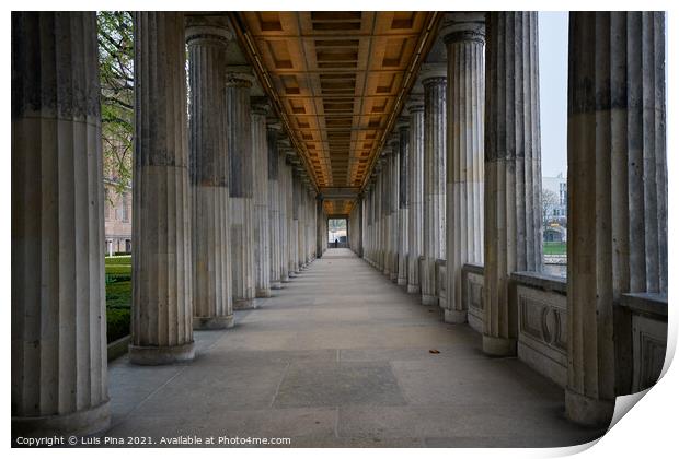 Columns in Alte Nationalsgalerie museum in Berlin Print by Luis Pina