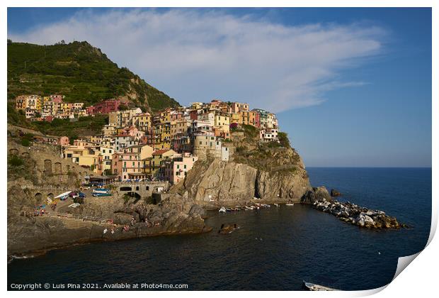 Manarola View at Sunset in Cinque Terre Print by Luis Pina