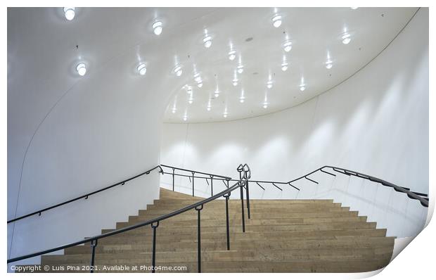 Inside staircase at the Elbphilharmonie concert hall Print by Luis Pina