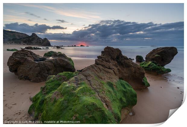 Praia do amado beach at sunset in Costa Vicentina, Portugal Print by Luis Pina