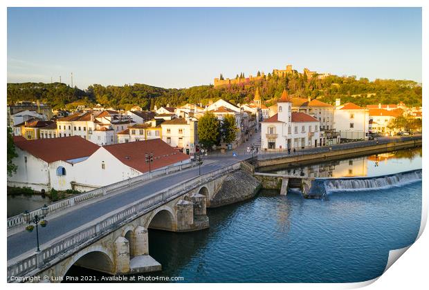 Aerial drone view of Tomar and Convento de cristo christ convent in Portugal Print by Luis Pina