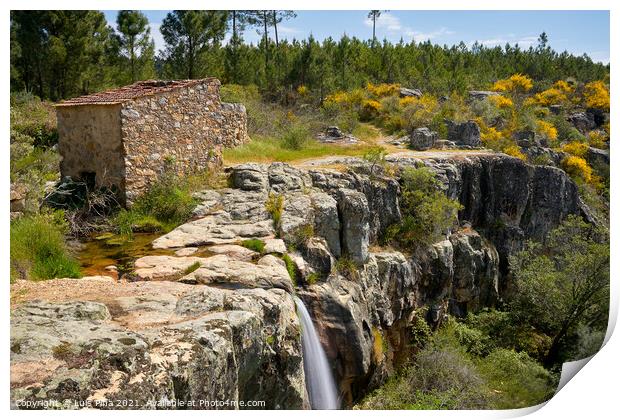 Beautiful amazing Waterfall landscape in Vila de Rei, Portugal Print by Luis Pina