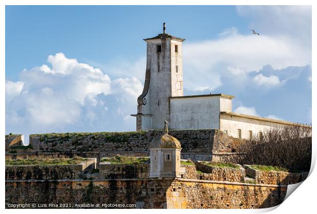 Peniche Fortress with beautiful historic white building and walls, in Portugal Print by Luis Pina
