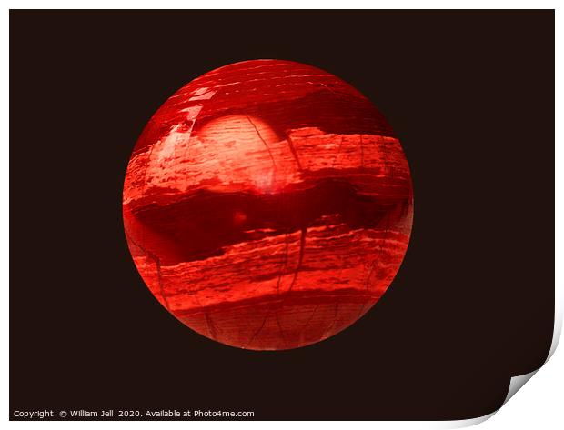 Red jasper orb with terrestrial features Print by William Jell