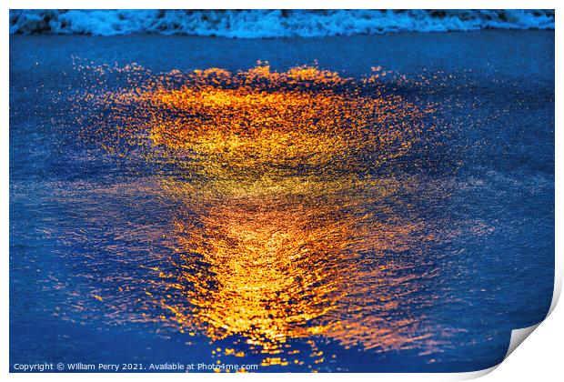 Sunset Reflections Abstract La Jolla Shores Beach San Diego Cali Print by William Perry