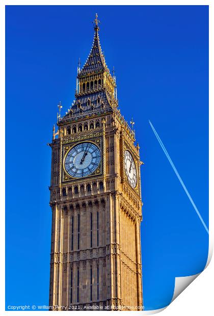 Big Ben Tower Plane Houses of Parliament Westminster London Engl Print by William Perry