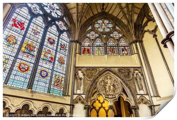  Stained Glass Chapter House Westminster Abbey London England Print by William Perry