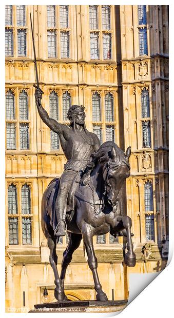 King Richard Lionheart Statue Parliament Westminster London Engl Print by William Perry