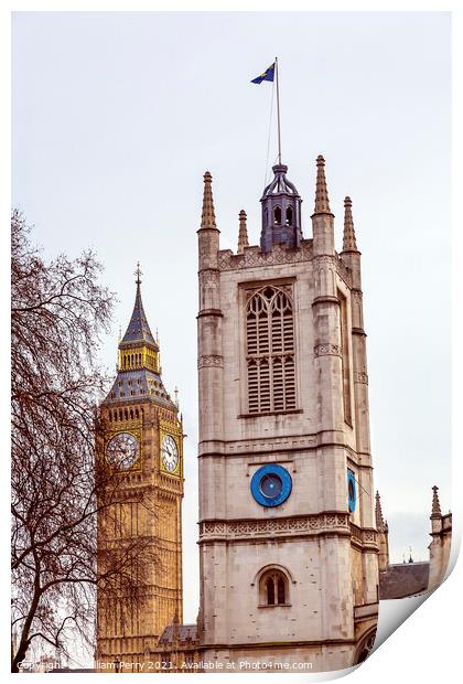 Saint Margaret Church Big Ben Tower London England Print by William Perry