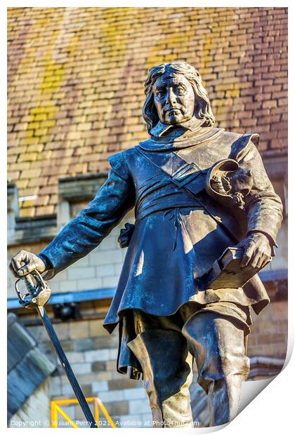 Oliver Cromwell Statue Parliament Westminster London England Print by William Perry