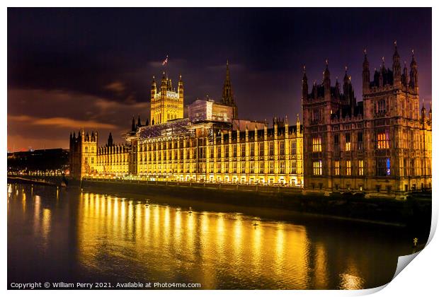 Parliament Westminster Bridge London England Print by William Perry