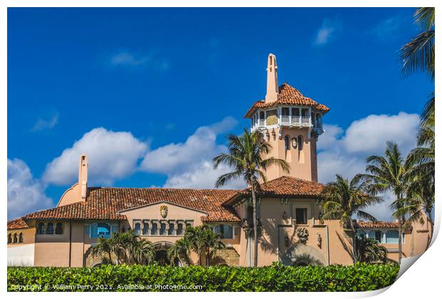 Mar-A-Lago Trump's House Palm Beach Florida Print by William Perry