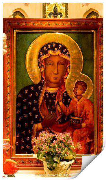 Mary Jesus Icon St. Patrick's Cathedral New York City Print by William Perry