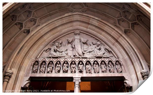 Christ Ascending Heaven Trinity Church Door New York City Outsid Print by William Perry