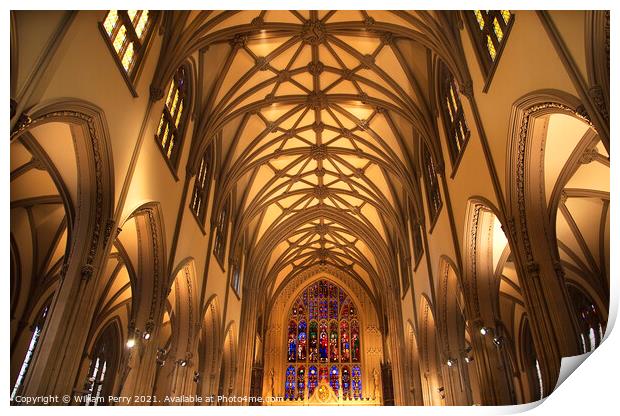 Trinity Church New York City Inside Stained Glass Print by William Perry