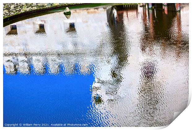 Reflection Abstract Torre Belem Tower Lisbon Portugal Print by William Perry