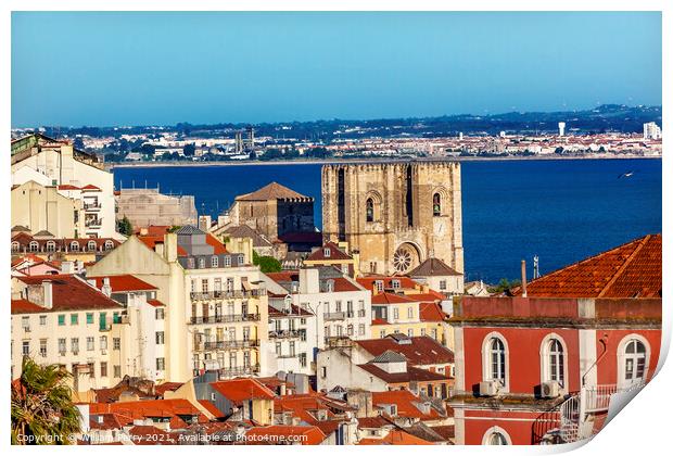 Belevedere Miradoura Outlook Cathedral Lisbon Portugal Print by William Perry