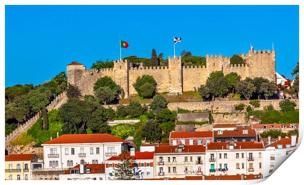 Castle Sao Jorge Belevedere Miradoura Overlook Lisbon Portugal Print by William Perry
