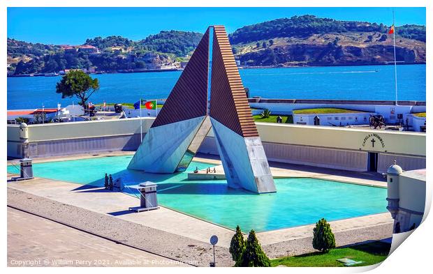 War Monument Tagus River Belem Lisbon Portugal Print by William Perry