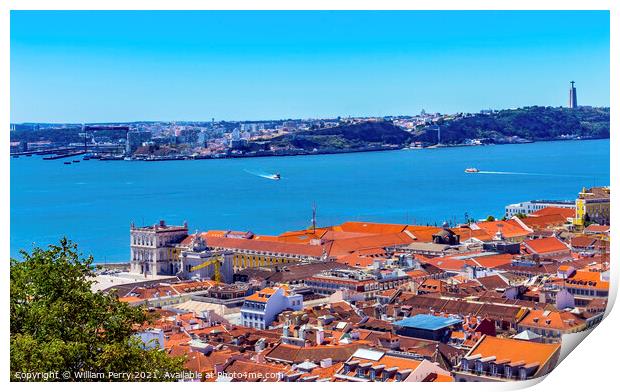 Orange Roofs Cathedral Lisbon Portugal Print by William Perry
