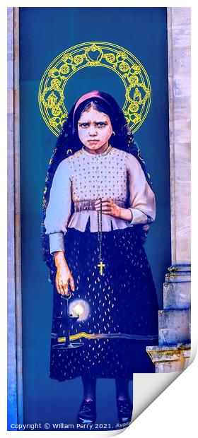 Jacinta Banner 100th Anniversary Appearances  Lady Rosary Fatima Print by William Perry
